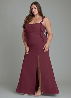 Azazie Jessamine Brautjungfernkleider Meerjungfrau-Linie Korsett Chiffon Kleid Cabernetrot image13