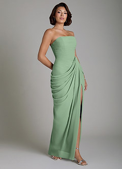 Azazie Nyra Bridesmaid Dresses Matcha Sheath Corset Chiffon Dress image7