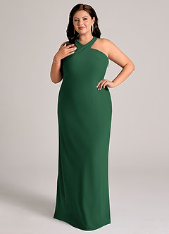 Azazie Doretta Bridesmaid Dresses Dark Green Mermaid Pleated Chiffon Dress image9