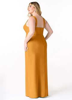 Azazie Denice Brautjungfernkleider Etui Gefaltet Chiffon Kleid Butterscotch image12
