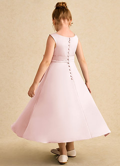 Azazie Eve Abiti da Ragazza di Fiori Abito A-Line in Raso Opaco Plissettato Rosa Rossore image5