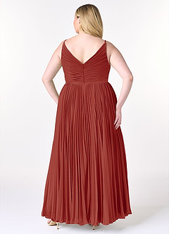 Azazie Raychelle Brautjungfernkleider A-Linie V-Hals Chiffon Kleid Terrakotta image8