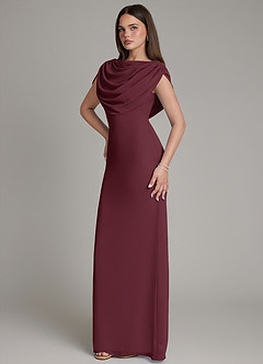 Azazie Hadley Bridesmaid Dresses Cabernet Mermaid Pleated Chiffon Dress image9