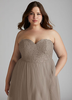 Azazie Roni Bridesmaid Dresses Taupe A-Line Sweetheart Neckline Tulle Convertible Dress image11