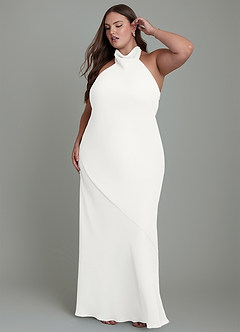 Azazie Velli Abiti da Damigella Abito Sirena in Chiffon Collo alto Bianco image11