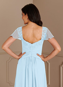 Azazie Gwenyth Final Sale Sky Blue A-Line Lace Chiffon Dress image7