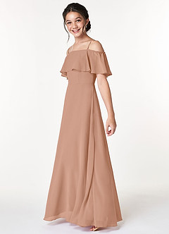 Azazie Maggie Junior Champagne Rose A-Line Off the Shoulder Chiffon Dress image5
