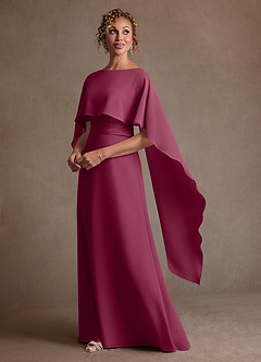 Azazie Marilla 신부의 어머니 드레스 A라인 주름진 쉬폰 플로어 길이 드레스 image5