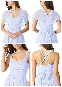 Azazie Olani Bridesmaid Dresses Lavender A-Line Off the Shoulder Chiffon Convertible Dress image6