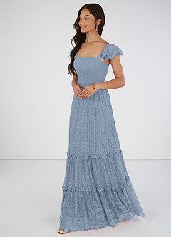 Azazie Bora Bora Bridesmaid Dresses A-Line Lace Viscose Floor-Length Dress image5