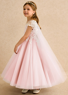 Azazie Dandelion Robe Demoiselle D'honneur Fillette Robe Princesse en Dentelle Rose Pâle image6