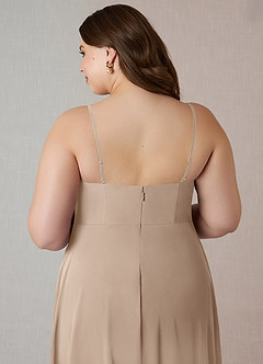 Azazie Emerald Final Sale Taupe A-Line Ruffled Chiffon Dress image10