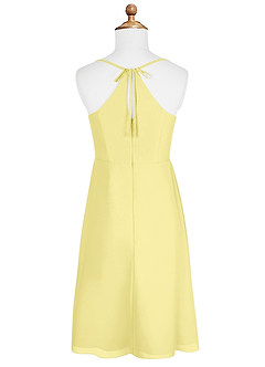 Azazie Doll Junior Lemon Sorbet A-Line Bow Chiffon Dress image6