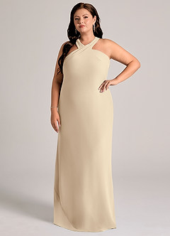 Azazie Doretta Bridesmaid Dresses Champagne Mermaid Pleated Chiffon Dress image8