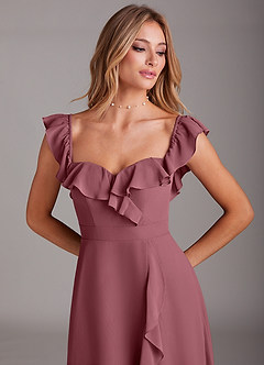 Azazie Lyra Bridesmaid Dresses Desert Rose A-Line Chiffon Convertible Dress image10