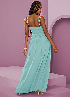 Barbie ♥ Azazie Vestidos de damas de honor Vestido de Aqua de Gasa de Corte en A con Plisado image10