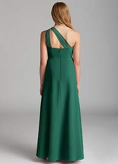 Azazie Maive Junior Emerald A-Line Pleated Chiffon Dress image3