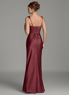 Azazie Mela Bridesmaid Dresses Merlot Sheath Corset Stretch Satin Dress image6
