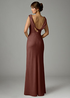 Azazie Kieryn Robes de demoiselle d'honneur Robe Sirène en Satin extensible Plissée Expresso image5