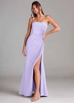 Azazie Aliani Bridesmaid Dresses Lilac Sheath Strapless Chiffon Convertible Dress image4