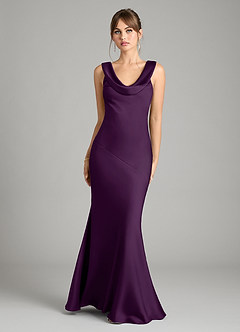 Azazie Rylina Bridesmaid Dresses Grape Mermaid Stretch Satin Dress image1