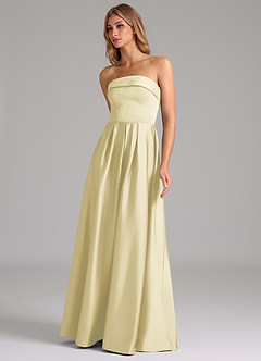 Azazie Lucienne Bridesmaid Dresses Lemon Sorbet A-Line Strapless Stretch Satin Convertible Dress image6