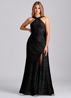 Azazie Kinsley Suknie dla druhen Syrena Pofałdowany Kwiatowe wypalenie Do ziemi Sukienka image1