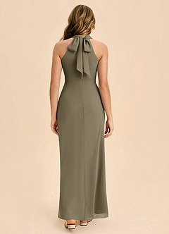 Azazie Doretta Junior Robe Fourreau en Mousseline de soie Plissée Vert Saule image2