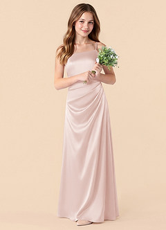 Azazie Renna Junior Meerjungfrau-Linie Plissee Stretch-Satin Kleid Zartrosa image3
