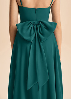 Azazie Bear Junior A-linja Pliseerattu Sifonki Lattian pituus Nuorempi morsiusneito Pukeutua image7