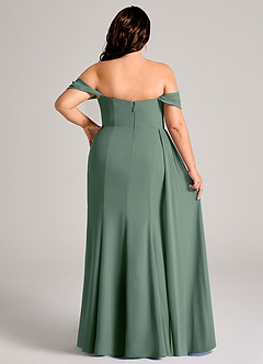 Azazie Amyra Vestidos de damas de honor Vestido de Eucalipto de Gasa de Corte Recto Convertible con Vestidos sin tirantes image15