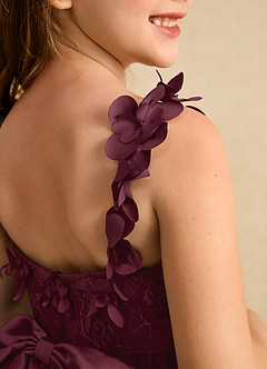 Azazie Tweety Abiti da Ragazza di Fiori Abito A-Line in Tulle Pizzo Cabernet image7