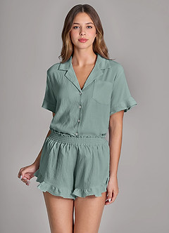 front Ruffled Cloud-Soft Pajama Set