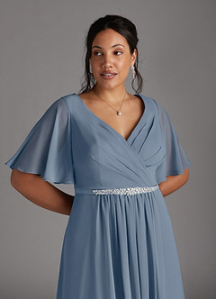 Azazie Tricia Mother of the Bride Dresses Twilight A-Line V-Neck Pleated Chiffon Dress image9