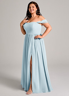 Azazie Calianna Bridesmaid Dresses Sky Blue A-Line Off the Shoulder Chiffon Convertible Dress image10