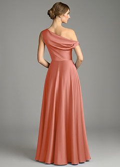 Azazie Xanthe Final Sale Sky Blue A-Line Off the Shoulder Stretch Satin Dress image2