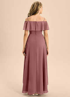 Azazie Maggie Junior Desert Rose A-Line Off the Shoulder Chiffon Dress image2