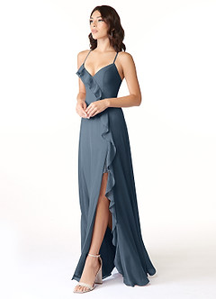 Azazie Tarni Bridesmaid Dresses Neptune A-Line Chiffon Dress image3