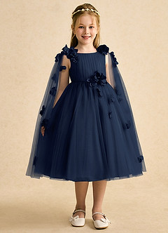 Azazie Staria Blumenmädchenkleider Ballkleid Gestreift Tüll Kleid Dunkelmarine image6