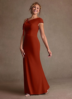 Azazie Rachael Suknie dla Matki Panny Młodej Osłona Zza ramienia Rozciągliwy Krep Długość podłogi Sukienka image4