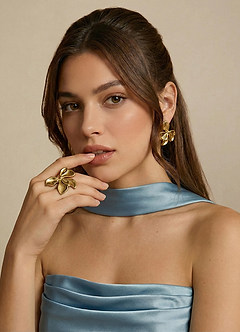 front 18K Gold Plated Flower-Shaped Earrings