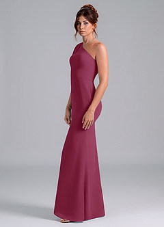 Azazie Rinna Bridesmaid Dresses Mulberry Mermaid One Shoulder Chiffon Dress image4