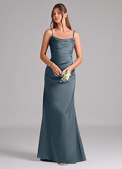 Azazie Lucille Bridesmaid Dresses Twilight Mermaid Strapless Stretch Satin Convertible Dress image7
