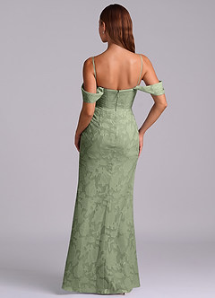 Azazie Johana Robes à essayer chez vous Robe Sirène Convertible en Blumen-Burnout Épaules dénudées Bleu Poussiéreux image7