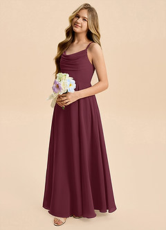 Azazie Gia Junior Cabernet A-Line Pleated Chiffon Dress image7