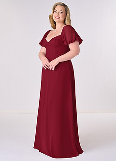 Barbie ♥ Azazie Bridesmaid Dresses Burgundy A-Line Pleated Chiffon Dress image9