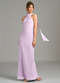 Azazie Cassiana Bridesmaid Dresses Frosted Lilac Mermaid Pleated Chiffon Dress image1
