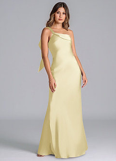 Azazie Driea Probar vestidos en casa Vestido de Cabernet de Satén Elástico de Corte Sirena con Hombro unilateral image7