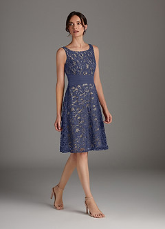 Azazie Beth Mother of the Bride Dresses Stormy Champagne A-Line Scoop Sequins Chiffon Dress image3