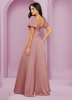 Barbie ♥ Azazie Bridesmaid Dresses Dusty Rose A-Line Ruched Stretch Satin Dress image2